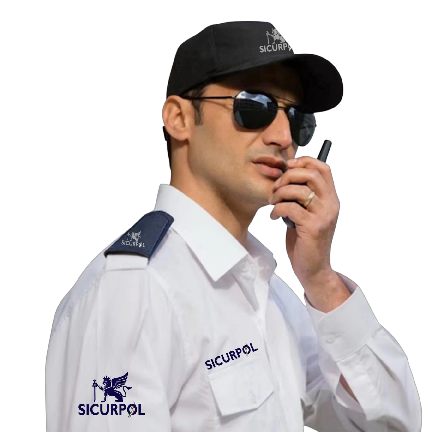 Operatore SICURPOL in uniforme durante un servizio di controllo
